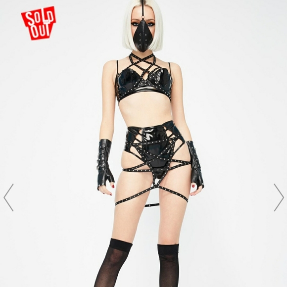 NEW Dolls Kill Bondage Pentagram Caged Skirt - Picture 3 of 5